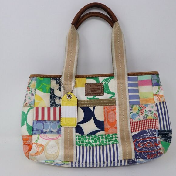 Coach Hampton Weekend Tote Bag Patchwork Handbag Purse Satchel Y2K Vintage - Picture 1 of 7